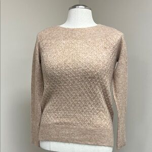 Loft beige tan textured crew neck long sleeve pullover sweater S